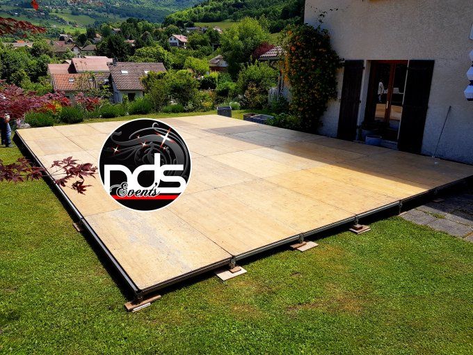 Plancher bois mis à niveau, composable au m², montage et démontage compris